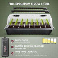 1 Set, Seed Starter Trays With 2 Long Strip Grow Lights, 40 Cells Seed Starter Kit With Humidity Dome For Home Gardene Quick Pick Grocers