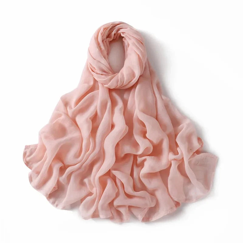 Women Big Size Plain Solid Cotton Rayon Hijab Scarf Lady High Quality Wraps and Shawls Musulman Headband Islamic Turban 180*95Cm Econic Blanks
