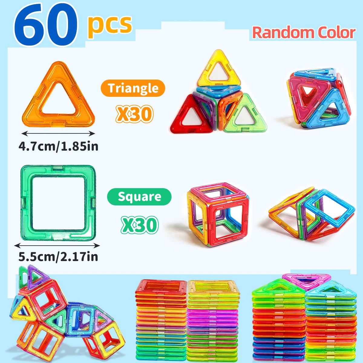 Magnetic Building Blocks DIY Magnets Toys medium size STEM Toys Construction Toys Learning Educational Magnet Toys Econic Blanks
