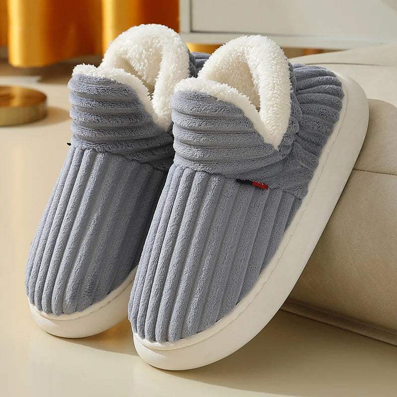 Shevalues Winter Men Slippers Short Plush Men Cotton Boots Indoor Fluffy House Fur Slippers Men Casual Soft Fur Furry Men Shoes Purest Peak
