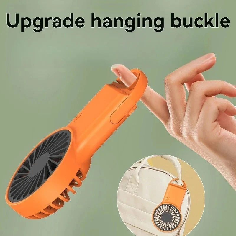 Cartoon Foldable Mini Fan USB Rechargeable Handheld Desktop Fan with Hook Portable Cooling Fan for Outdoor Travel Home Office Quick Pick Grocers