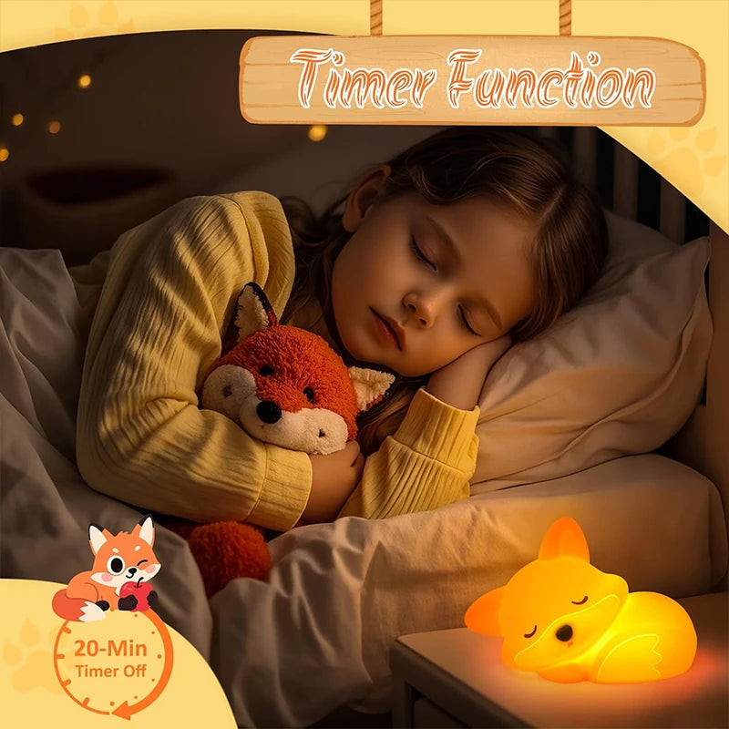Fox Night Light, Squishy Silicone Lamp Novelty Gifts, Rechargeable Dimmable Timer Bedside Touch Nightlight for Breastfeeding Quick Pick Grocers