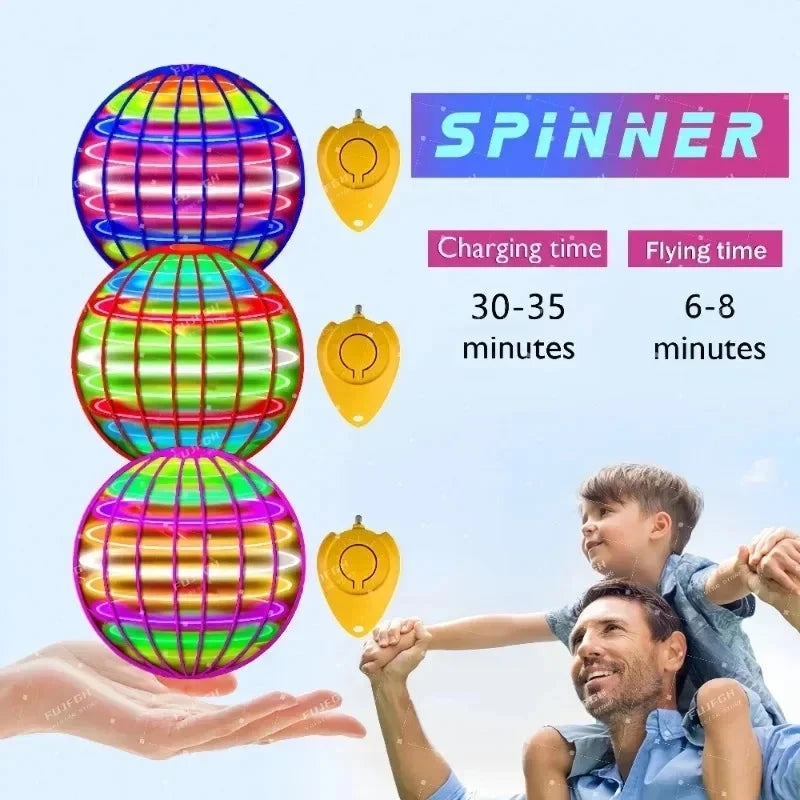 Flying Ball Children's Hand Controlled Color LED Cosmic Globe 360 ° Rotating Suspension Ball Suitable for Indoor and Outdoor Toy Econic Blanks