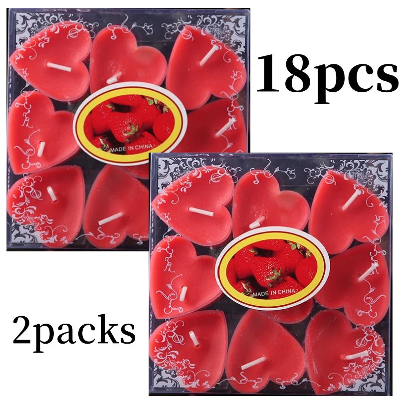 9pcs Heart-shaped Scented Tea Candles Valentine's Day Romantic Love Candle Proposals Wedding Anniversary Decorative Candle Econic Blanks
