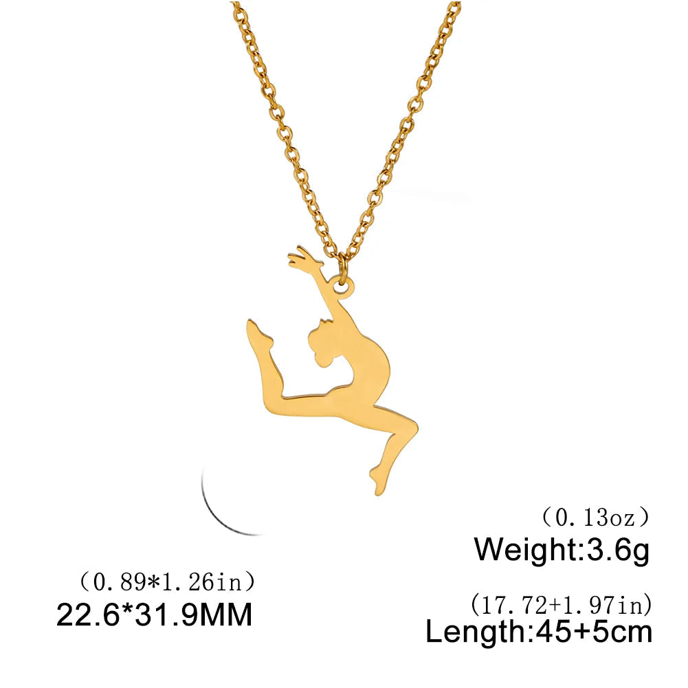 Rhythmic Gymnastics Necklace Women Trend 2025 Gymnast Stainless Steel Jewelry BFF Dancer Girl Sport Accessories Mother Day Gift Quick Pick Grocers