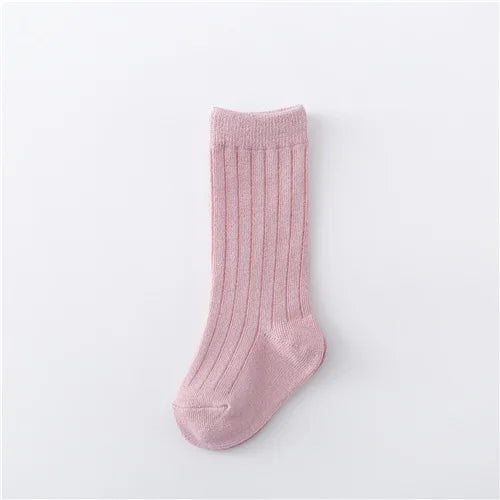 Lawadka 0-5Years Kids Boys Girls Socks Cotton Solid Striped Soft Baby Knee Long Children's Socks School Sport Baby Sock 12 Color Quick Pick Grocers