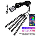 Neon LED Car Interior Ambient Light Kit – RGB Foot Strip Lighting with APP & Remote Control, Music Sync Car Decor Lamp Econic Blanks