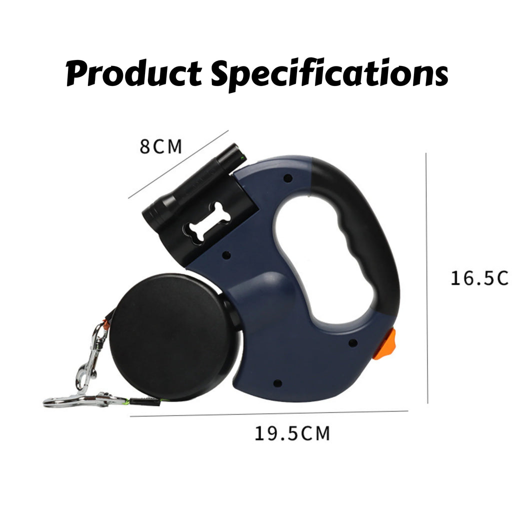 Retractable Dual Dog Leash with LED Light 360 Swivel No Tangle Independent Braking 3M Reflective Leads for Dogs Quick Pick Grocers