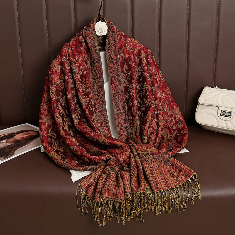 Luxury Brand Autumn Cashmere Pashmina Shawl Lady Wrap Warm Winter Scarves Design Print Female Foulard Cotton Stoles Scarf 2023 Quick Pick Grocers