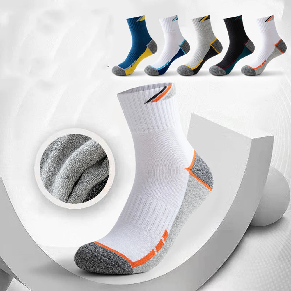 Professional Tennis Cotton Socks Towel Bottom Sports Color Matching Elite Men's Tube Business Running Basketball Socks Thickened Quick Pick Grocers
