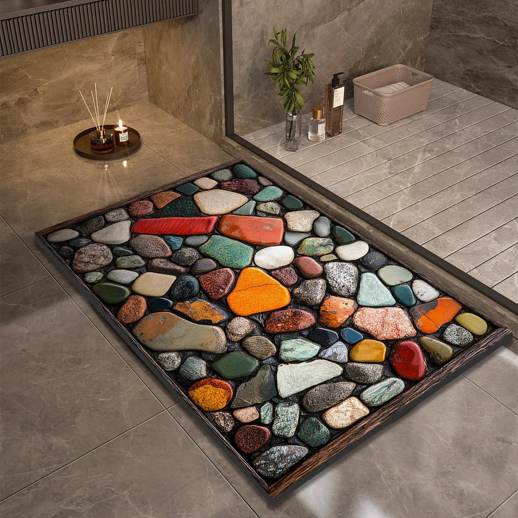 Stone Design Diatomite Bath Mat Bathroom Non-slip Shower Foot Mats Absorbent Quick Dry Toilet Rugs Carpet Doormat Washable Quick Pick Grocers