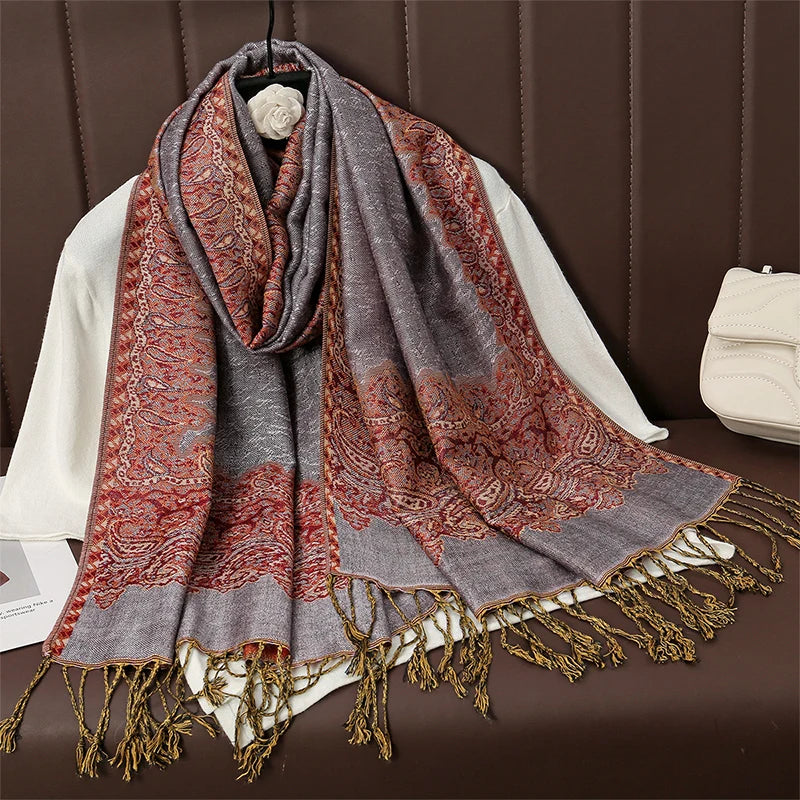 Luxury Brand Autumn Cashmere Pashmina Shawl Lady Wrap Warm Winter Scarves Design Print Female Foulard Cotton Stoles Scarf 2023 Quick Pick Grocers
