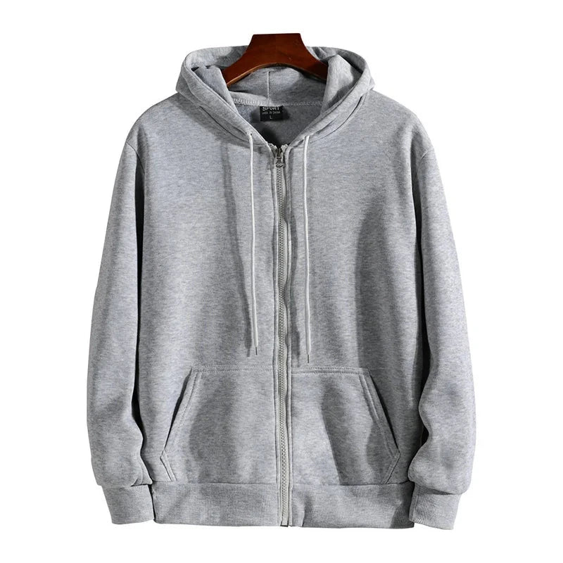 Zipper Hoodies Autumn Winter Men's New Long Sleeve Hooded Sweatshirt Fashion Casual Male Outfit Sportwear Loose Fit Clothes Econic Blanks
