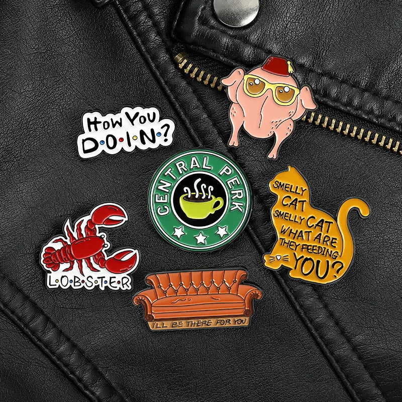 New Creative American TV Series Friends Pin Cartoon Cute Lobster Sofa Shaped Letter Pin Badge Quick Pick Grocers