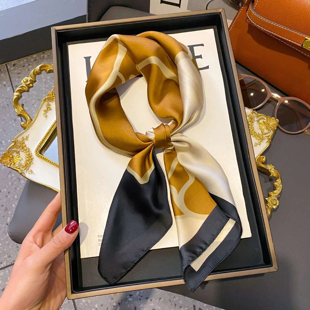 Fashion Luxury Brand 70cm Silk Square Scarf Women Satin Neck Tie Female Hair Bandana Headkerchief Shawl Wrap Hijab Echarpe Quick Pick Grocers