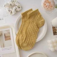 Fashionable Summer Soft Short Socks for Women Thin Mesh Sock Breathable Feature Sweet Hollow Out Design White Lace Ankle Socks Quick Pick Grocers