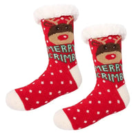 Christmas Gift Slipper Socks Women Thermal Winter Warm Plush Non slip Grip Sleeping Floor Short Sock Fuzzy Fluffy Female Cartoon Quick Pick Grocers