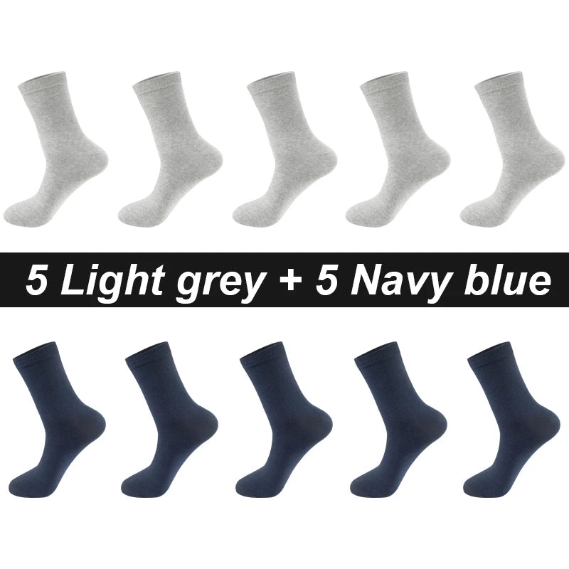10Pairs/Lot Men Combed Cotton Socks Black Casual Business Breathable High Quality Man Sock New For Male Plus Size EU38-48 Quick Pick Grocers