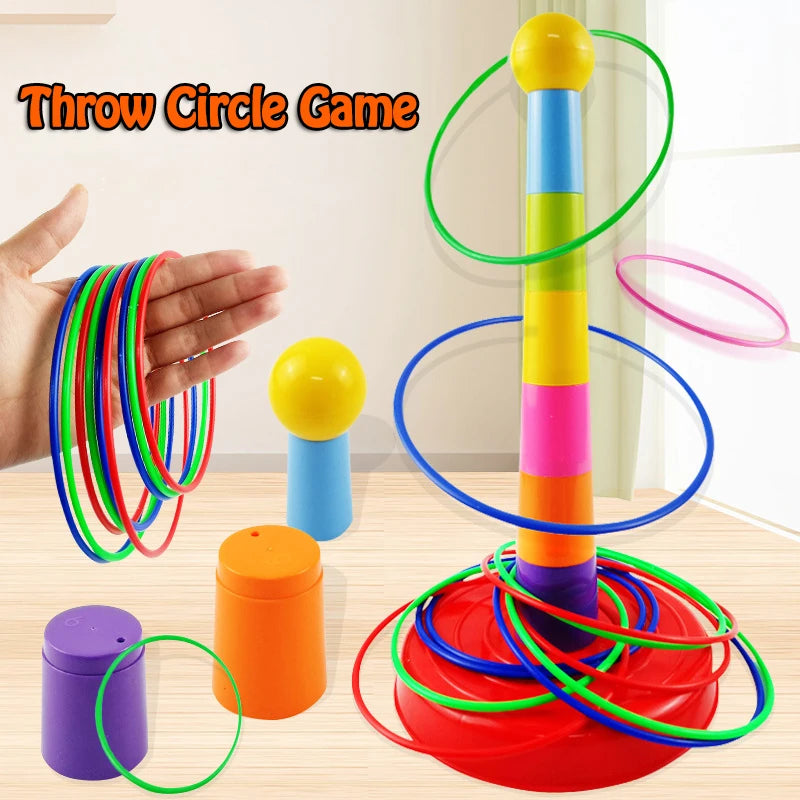 Children Throw Circle Game Ferrule Stacked Toys Fun Indoor Outdoor Parent-Child Interactive Circle Layers Early Education Gift Quick Pick Grocers