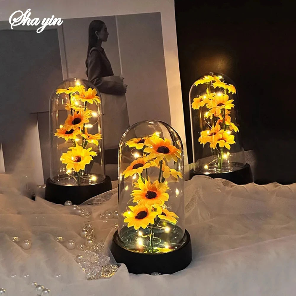 Graduation season gift small sunflower plastic set Mother's Day send wife send mother Valentine's Day eternal flower gift Birthd Quick Pick Grocers