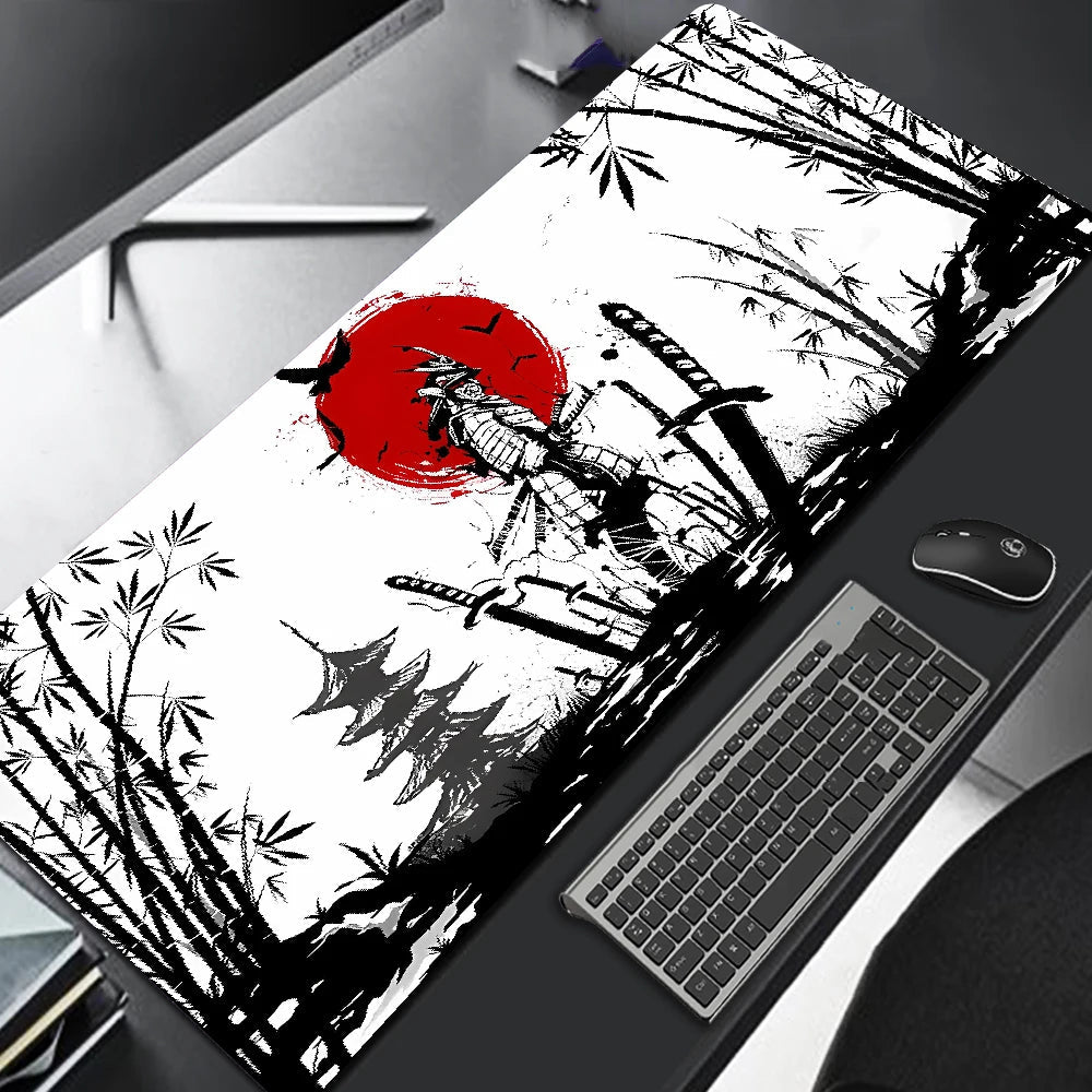 Samurai Warrior Mouse Pad Gamer Computer Accessories Keyboard Table Mat Black Mousepad Company Gaming Laptop Desk Accessory Pc Quick Pick Grocers