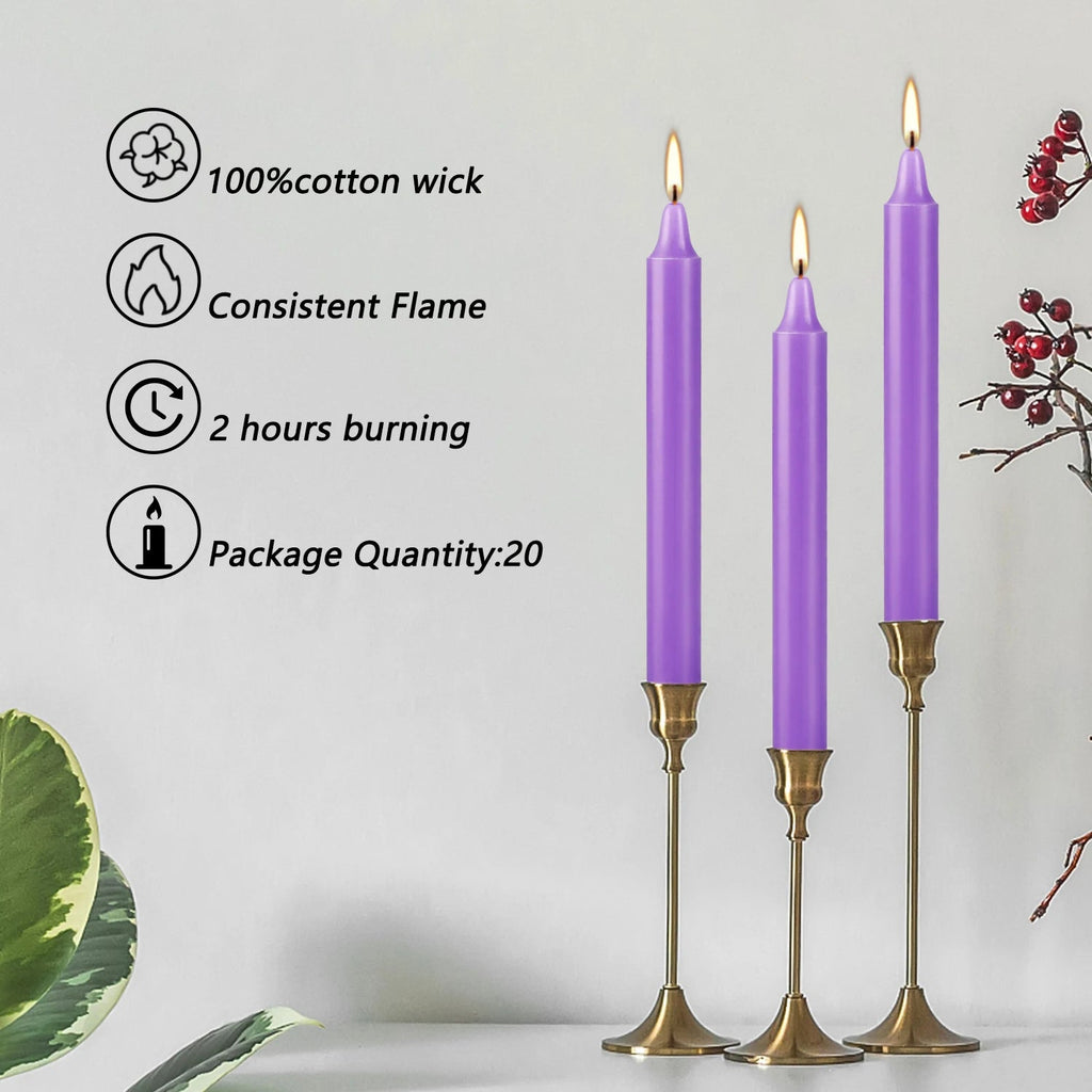 20 Pieces of Purple 4Inch Waxs, Drip-Free, Smoke-Free, Fragrance-Free, Home Dinner Candles, Hand-Pulled, High-Quality, Suitable for Church, Family, Wedding, Party, Seasonal Celebrations, Emergency Situations and Home Decorati Econic Blanks