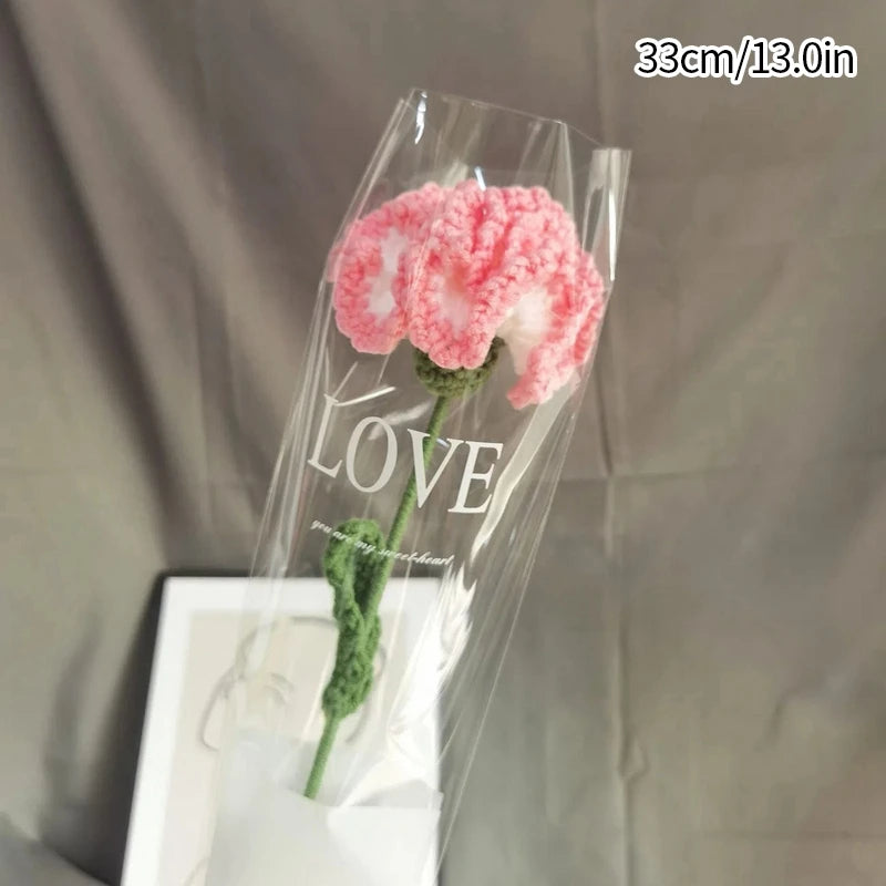 1pc Tulip Crochet Flowers Artificial Woven Flowers Handmade Tulipanes Wedding Gift for Guest Home Decoration Mother's Day Gift Quick Pick Grocers