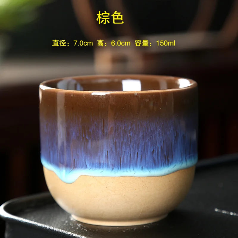 Kiln Change China Ceramic Tea Cup Pottery Jianzhan Drinkware  Temmoku Glaze Porcelain Kung Fu Cups Set for Water Latte Milk Quick Pick Grocers