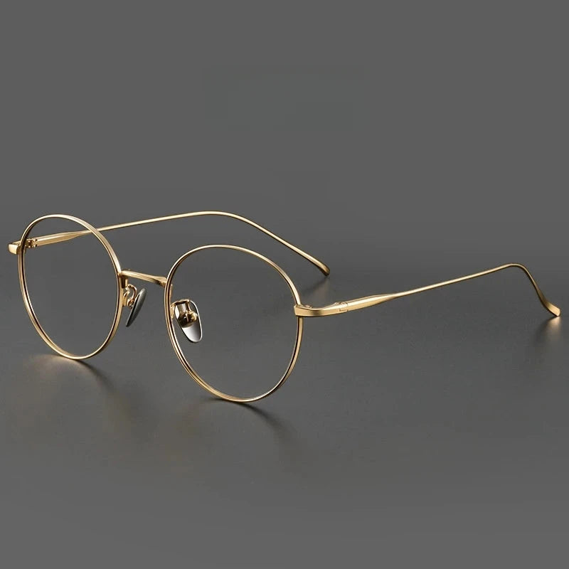 FIRADA Vintage Comfortable Eyeglasses Fashion Round Pure Titanium Eyewear Luxury Prescription Glasses Frame For Men Women ST1644 Econic Blanks