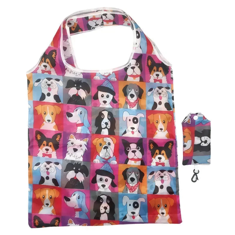 Reusable Shopping Bag Nylon Foldable Grocery Bag Creative Eco-Friendly Tote Bag Lightweight and Durable Quick Pick Grocers