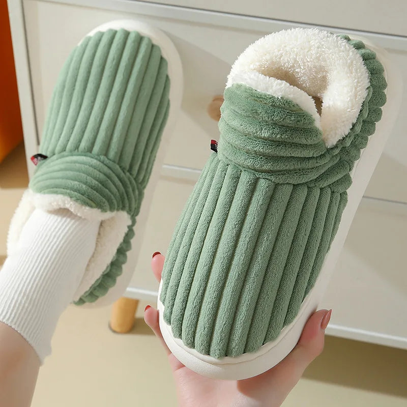 Shevalues Winter Men Slippers Short Plush Men Cotton Boots Indoor Fluffy House Fur Slippers Men Casual Soft Fur Furry Men Shoes Purest Peak