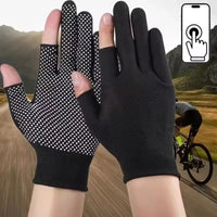 Touchscreen Nylon Gloves for Men Women Non-slip Breathable Half Finger Gloves for Summer Outdoor Riding Sport Fitness Sunscreen Quick Pick Grocers