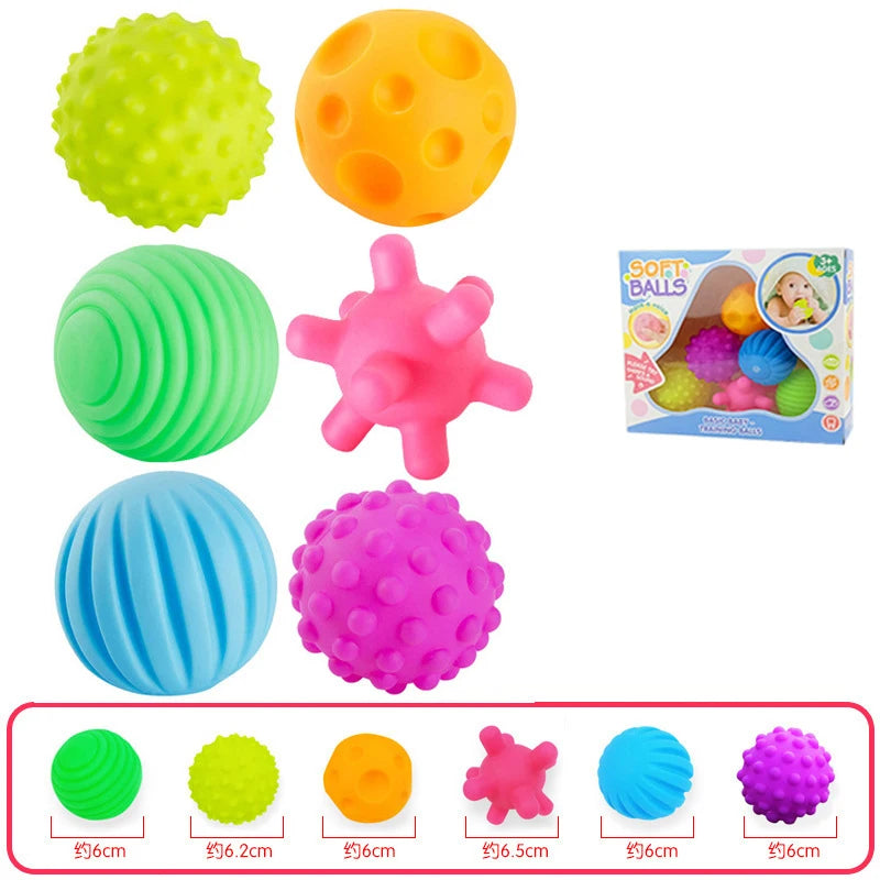 6Pcs Textured Multi Ball Set Develop Tactile Senses Toy Baby Touch Hand Ball Toys Training Ball Massage Soft Balls Kids Gifts Purest Peak