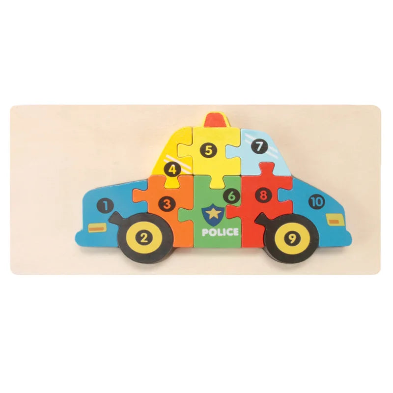 3D Stereoscopic Montessori Wooden Puzzle Cartoon Dinosaur Animal Shape Color Cognitive Educational Game Toy Kids Birthday Gift Purest Peak