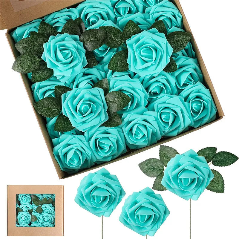 10~100pcs Rose Artificial Flowers Foam Fake Roses Wedding Bouquets Centerpieces Mothers Day Valentines Gifts Party Decoration Quick Pick Grocers