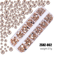 2400pcs+ Shiny Clear Crystal Gems Nail Rhinestones 1.5-4mm Mixed Round Glass Stone Flatback Nail Charms 12grids Nail Diamond DIY Econic Blanks