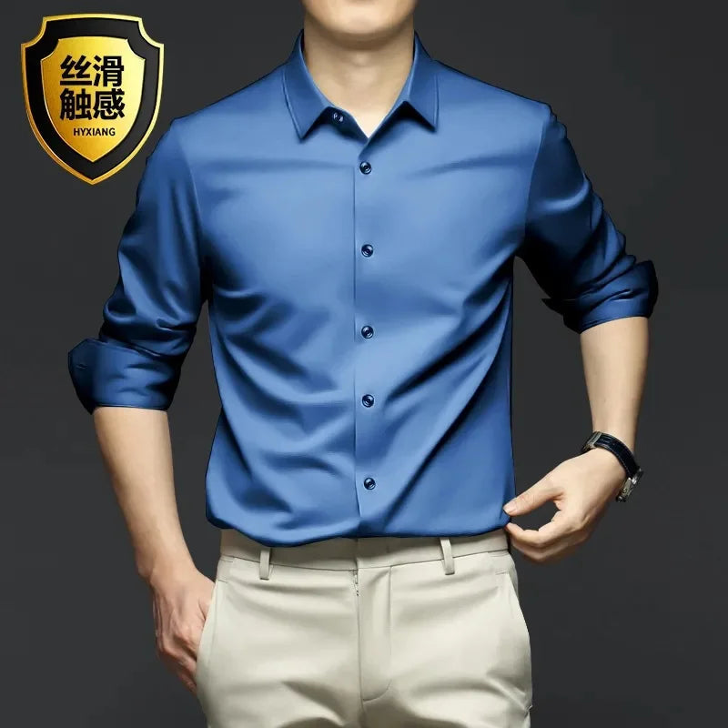 S-5XL Men's Shirt Long Sleeve Non iron Wrinkle Resistant Business Dress High end Professional Casual Suit White Shirt Quick Pick Grocers