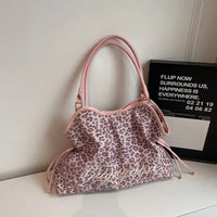 Brand Women's Shoulder Bag Y2k Fashion Sweet Polka Dot Handbag Korean Casual Versatile Leopard Print Brown Frosted Tote Bags Quick Pick Grocers