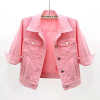 Women Denim Jacket Spring Autumn Short Coat Pink Jean Jackets Casual Tops Purple Yellow Purple Blue Loose Tops Lady Outerwear Quick Pick Grocers