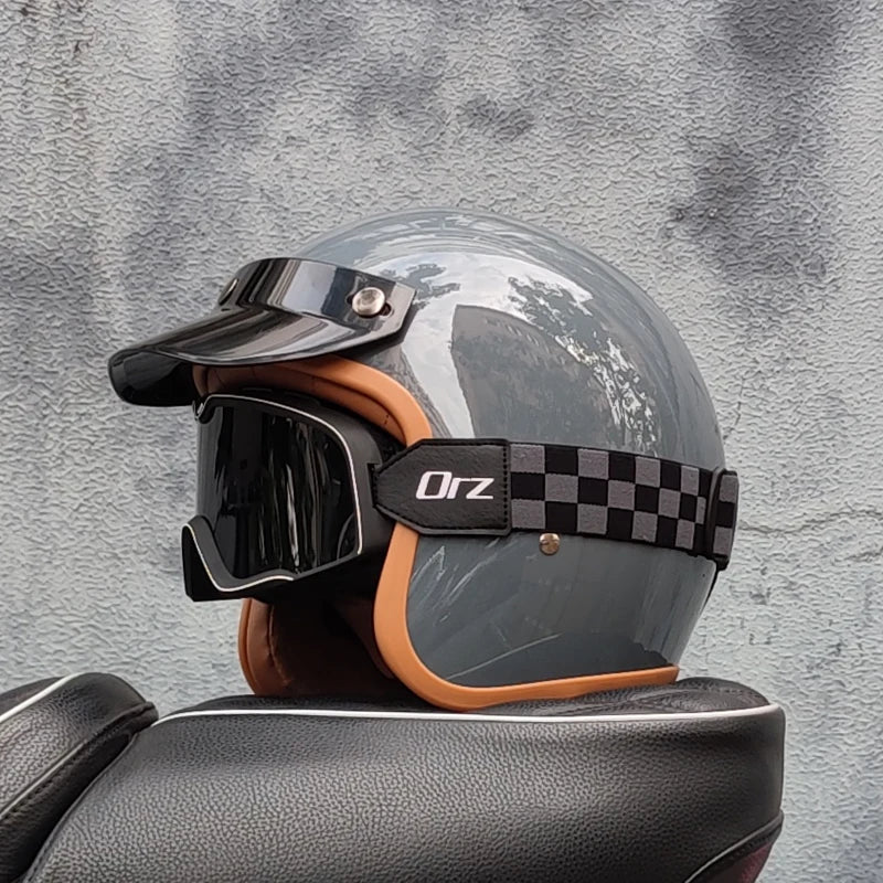 Retro semi-open motorcycle helmet cross-country motorcycle accessories motorcycle helmet 3/4 retro helmet in winter Quick Pick Grocers
