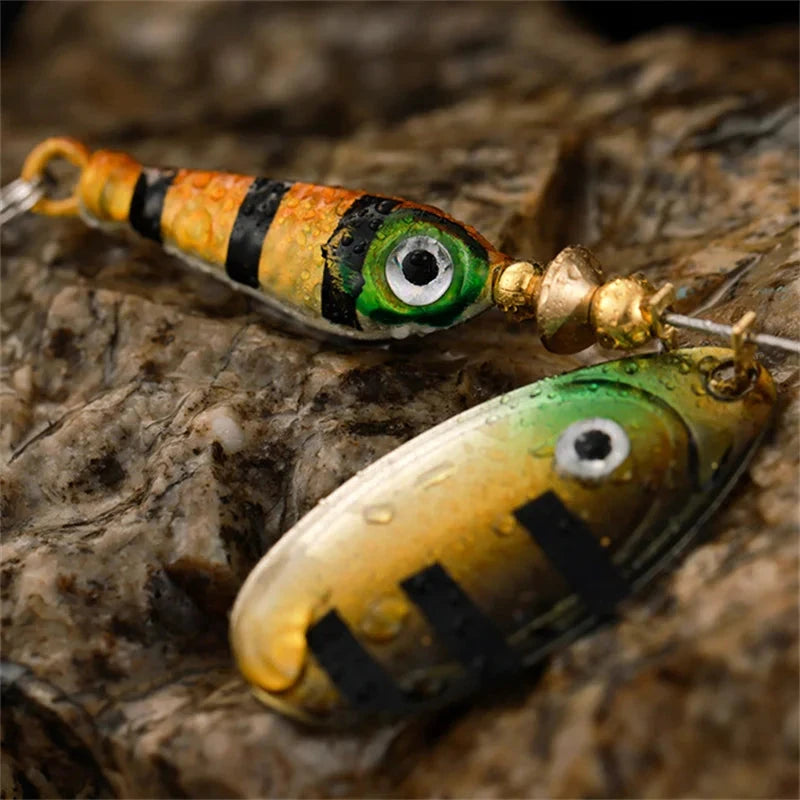 Rotating Metal Spinner Fishing Lures 9.1g 7cm Rotating Sequin Artificial Hard Baits Crap Bass Pike Treble Hook Fishing Tackle Econic Blanks