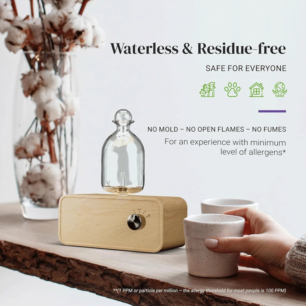 Nebulizing Essential Oil Diffusers For Aromatherapy - Battery Operated Diffuser Wood & Glass Oil Diffuser For Home Office Quick Pick Grocers