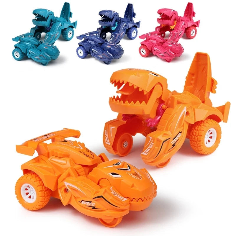 2 IN 1 Dinosaur Deformation Car Model Toy For Boys One Step Action Collision Transformation Mini Vehicles Toy Gift for Children Quick Pick Grocers