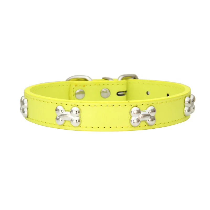 Bone Leather Durable Pet Dog Collars Puppy Pug Collars for Small Large Dog Chihuahua Cat Accessories Pet Collar for Small Dogs Quick Pick Grocers