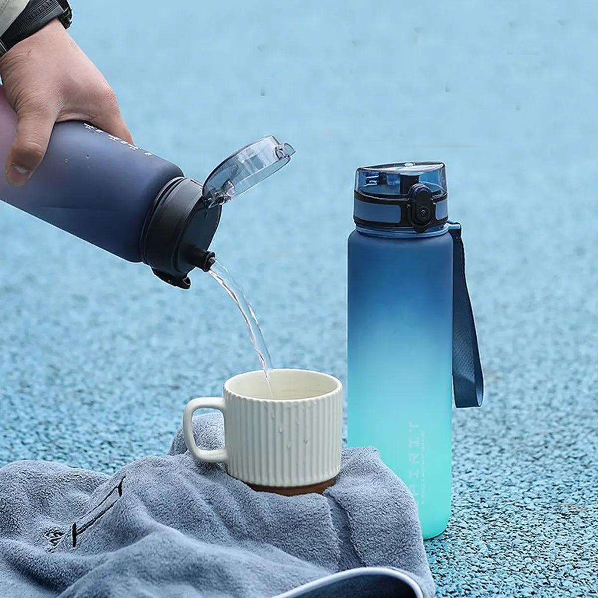 Gradient Water Bottle - 1000ml/600ml/750ml Capacity Outdoor Camping Gym Suitable Holiday Gift Birthday Quick Pick Grocers