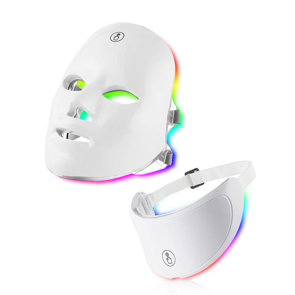 7 Colors Led Facial Mask With Neck Red Light Therapy Mask For Skin Tightening Lifting Anti-aging Bio-Light Beauty Whitening Home Quick Pick Grocers