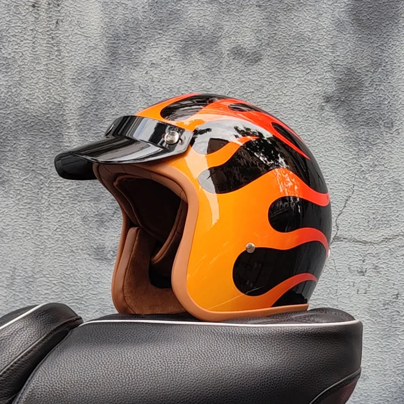 Retro semi-open motorcycle helmet cross-country motorcycle accessories motorcycle helmet 3/4 retro helmet in winter Quick Pick Grocers