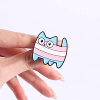 LGBT Pride Rainbow Striped Cat Brooch Enamel Pins Cute Cartoon Big Eye Kitten Brooch Lapel Badge Animal Jewelry Gift for Friends Quick Pick Grocers