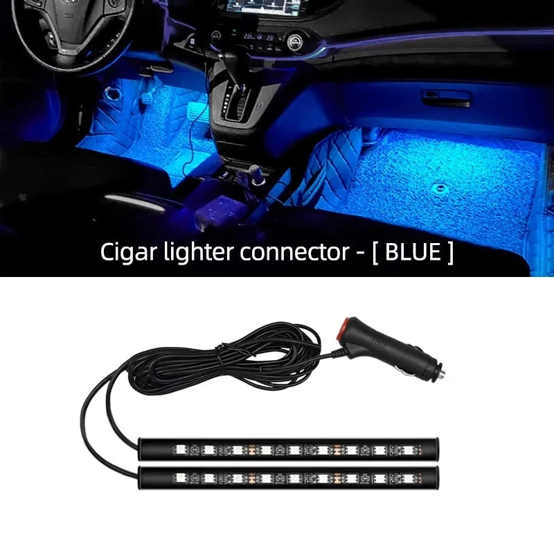 2-in-1 LED Car Neon Interior Light – USB & Cigarette Lighter Footwell Ambient Light, Car Backlight Atmosphere Lamp Accessories Econic Blanks