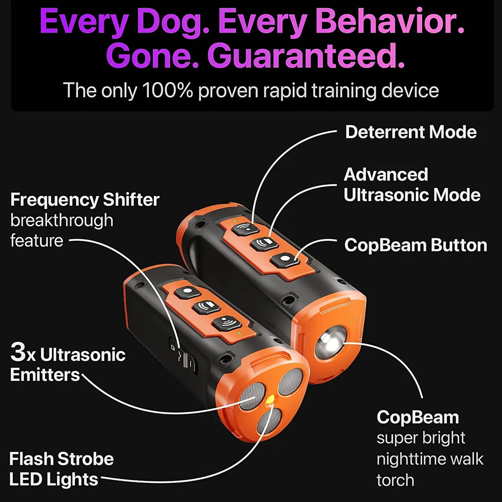 2023 Release Pet Dog Repeller Ultrasonic Dog Training Device Rechargeable Anti Dog Bark Deterrent Device With LED Flashlight Quick Pick Grocers